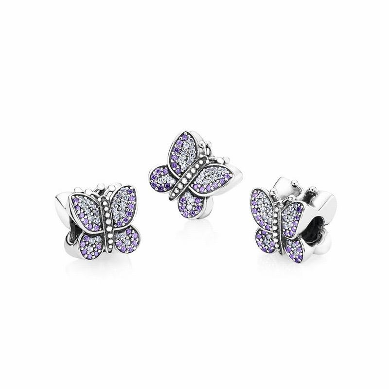 Pandora Australia Sparkling Butterfly Charm - Sterling Silver | QDKOXS374